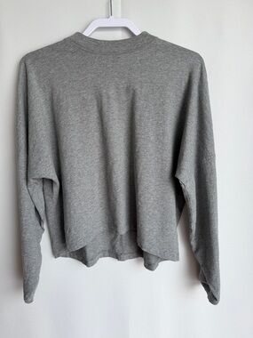 aerie Heather Gray Cropped High Neck Crewneck Sweatshirt Small S
